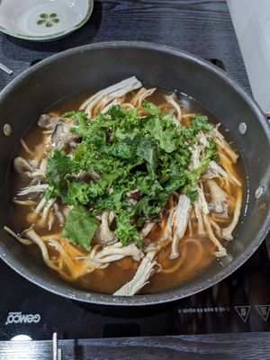Before cooking at Dotori Kalguksu in Seoul