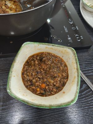 The finish is riced after mixing and cooking it with the soup. at Dotori Kalguksu in Seoul