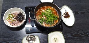 Whole plates at Dotori Kalguksu in Seoul