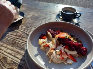 Vegan breaky and my black coffee - perfect! at Archers' Table in Port Augusta