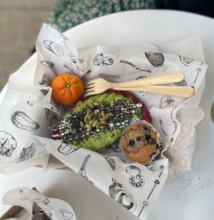 Avo and beet houmous toast at UT47 Manhattan in New York City