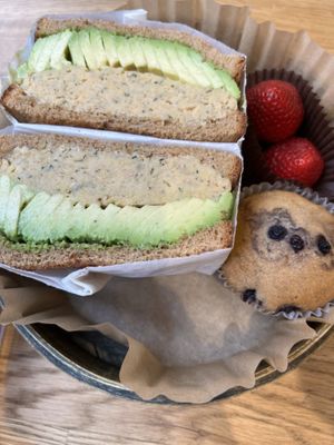 Mashed chickpea and avocado salad sandwich   at UT47 Manhattan in New York City