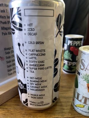 Milk choices, they come in these cute little containers  at UT47 Manhattan in New York City