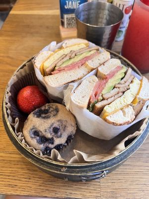 Vegan Breakfast sandwich with house made tofu bacon   at UT47 Manhattan in New York City