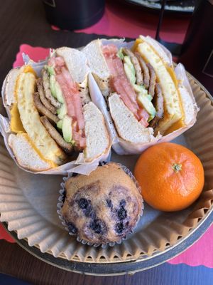Vegan breakfast sandwich (great marinated tofu bacon)  at UT47 Manhattan in New York City