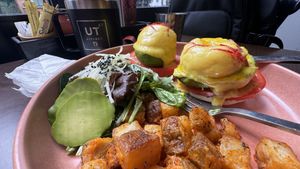 Avocado and tomato with hollendaise and poached egg  at UT47 Manhattan in New York City