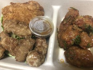 Loveeee it taste like real chicken  at Peace Cafe - Shibuya Scramble Square in Tokyo