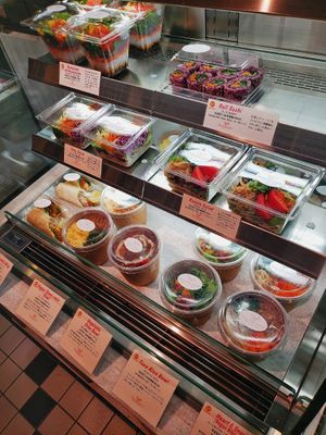 variety of grab-and-go meals at Peace Cafe - Shibuya Scramble Square in Tokyo