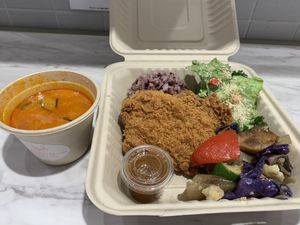 Lunch special with Tofu katsu! at Peace Cafe - Shibuya Scramble Square in Tokyo