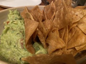 Another angle of guacamole and chips  at Flores in Corte Madera