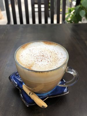 Latte with almond milk  at La Gom Kitchen in Phu Quoc