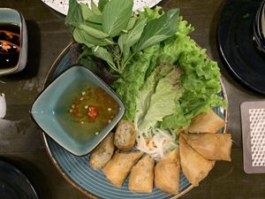 Starter: fried spring rolls  at La Gom Kitchen in Phu Quoc