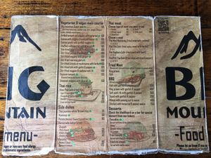 Menu back at Big Mountain in Koh Phangan
