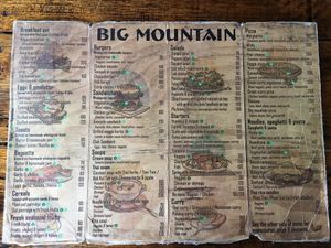 Menu front at Big Mountain in Koh Phangan