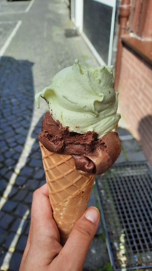Soy milk vanilla and soy milk chocolate at Eiscafé Venezia in Budingen