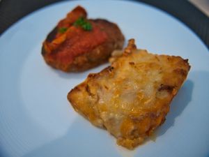 Lasagna and Hamburg Steak to go. at Upgrade Plant Based Kitchen in Osaka