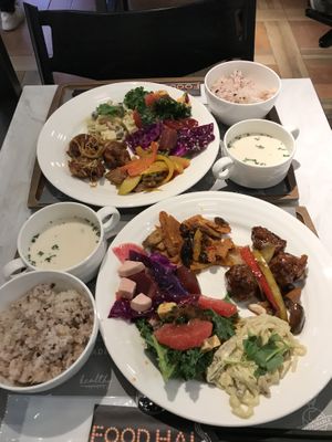 Set menu with rice at Upgrade Plant Based Kitchen in Osaka