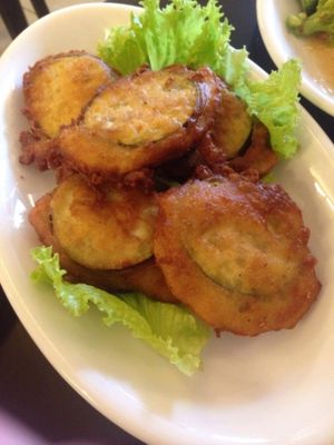 eggplant in ginger sauce (sauce in separate bowl) at Vegan Heaven in Da Lat
