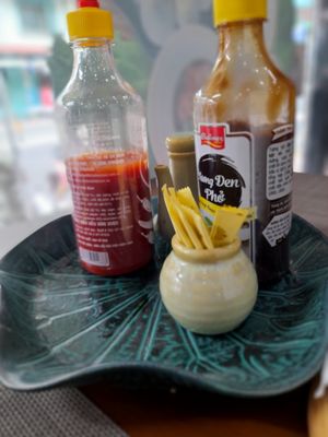 Condiments at Vegan Heaven in Da Lat