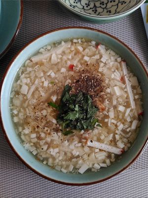 Tintenfisch suppe at Vegan Heaven in Da Lat