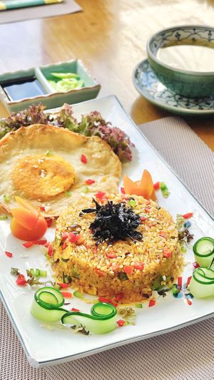 Japanese Fried Rice with vegan egg at Vegan Heaven in Da Lat