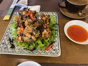 Fried mushrooms  at Vegan Heaven in Da Lat