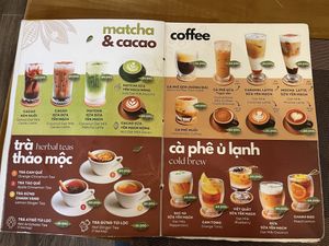 Some of the drink menu  at Vegan Heaven in Da Lat