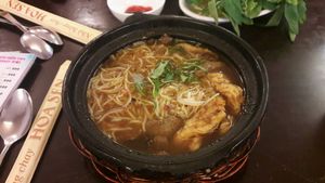 noddle soup with mock meat at Vegan Heaven in Da Lat