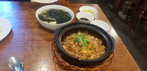 Seaweed soup and fried rice at Vegan Heaven in Da Lat
