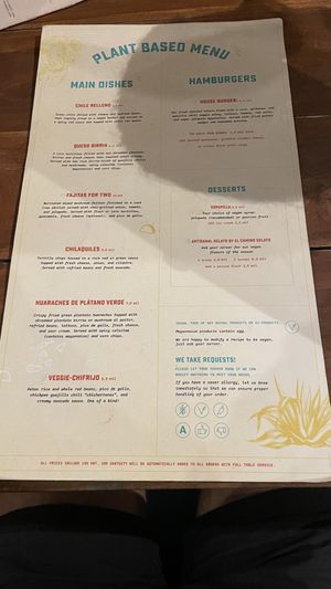 Plant based menu 1/2  at Taco Taco in Monteverde