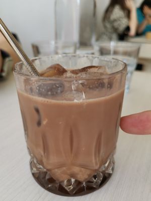 Iced chocolate with oat milk at Little Cove Espresso in New Territories