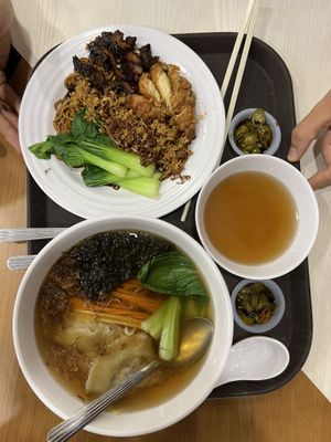 Vegan chickn and noodles + noodle soup  at KUL - VegTalk Station - KLIA 2 in Sepang