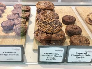 Chocolate fudge brownie / Dark Chocolate Chunk Cookie / Oatmeal Chocolate Chip Cookie at Parakeet Cafe in San Diego