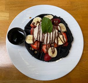 charcoal waffle   at Parakeet Cafe in San Diego