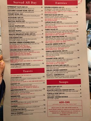 Menu at Parakeet Cafe in San Diego