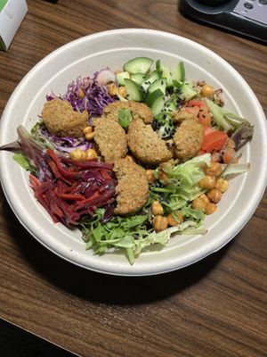 mezze deliight bowl w/ no tahini dressing- sub cilantro lime dressing   at freshii in Richmond