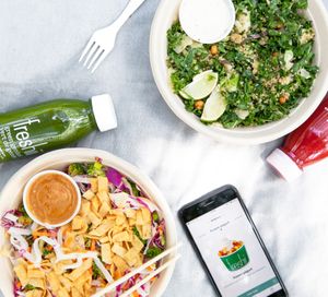 Kale Caesar Salad and Buddha's Satay Bowl  at freshii in Richmond