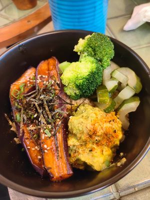 Unagi brinjal brown rice at Privé - Tiong Bahru in Central Singapore