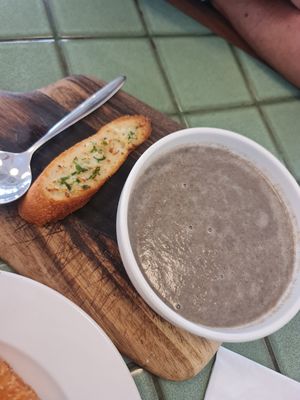 Vegan mushroom soup 21/8/23 at Privé - Tiong Bahru in Central Singapore