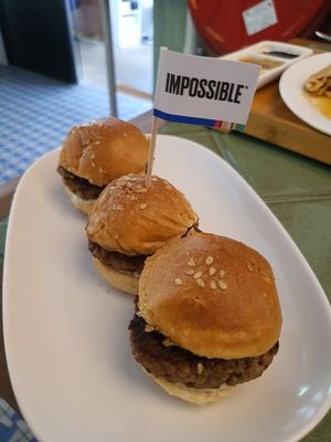 Impossible meat patty mini burger with vegan cheese at Privé - Tiong Bahru in Central Singapore