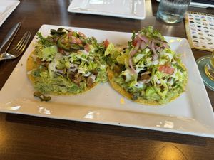 Vegan Tostada  at Trevor's at the Tracks in San Juan Capistrano
