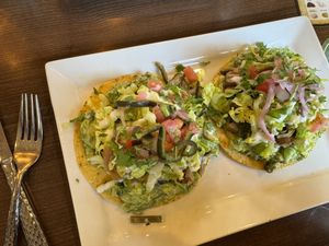 Vegan Tostada  at Trevor's at the Tracks in San Juan Capistrano