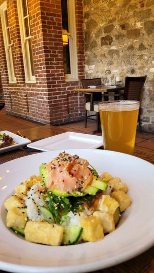 Vegan Poke Bowl w Broken Record IPA at Trevor's at the Tracks in San Juan Capistrano