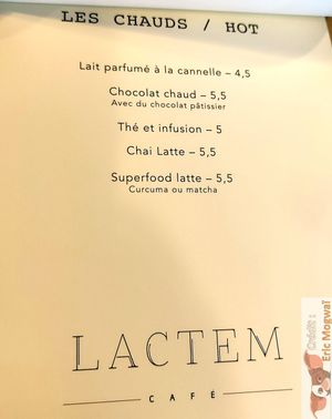 Menu at LACTEM in Paris