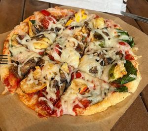 Vegan garden pizza with vegan cheese   at UNO Pizzeria in Orlando