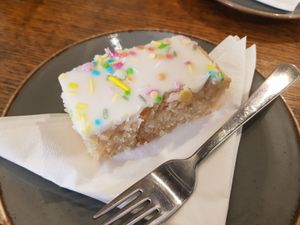Sprinkles cake (vg) at Cafe Etch in Middlesbrough