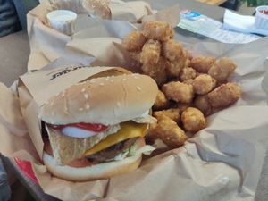 Bacon Burger and Tater Tots at Nice Burger - Costa Mesa in Costa Mesa