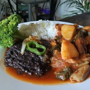 Stew with chile guajillo & mushrooms at Corazón de Hemp in Cabo San Lucas