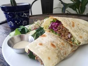 Lentil burrito at Corazón de Hemp in Cabo San Lucas
