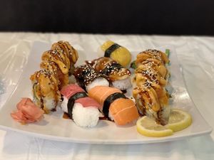 Vegan Sushi Nigiri Combo w/special roll at Chef Kenny's Asian Vegan Cuisine in Houston
